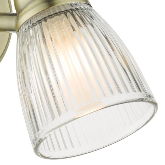 Där Lighting Cedric Bathroom Single Wall Spotlight Antique Brass Glass IP44