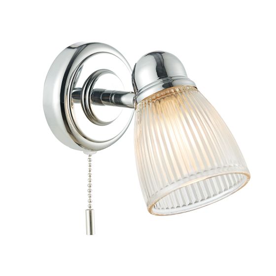 där lighting Cedric Bathroom Single Wall Spotlight Polished Chrome Glass IP44
