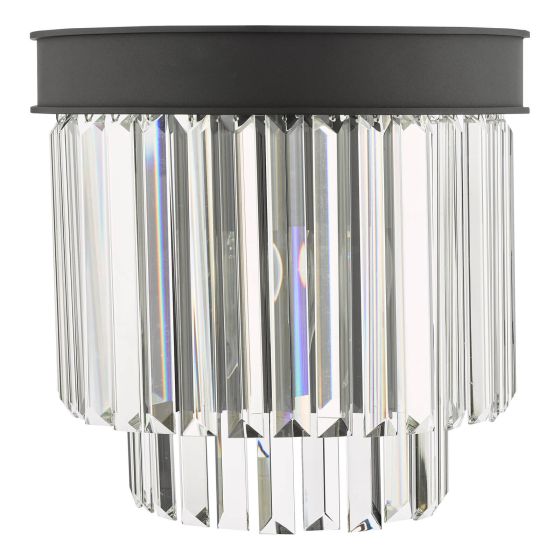 Där Lighting Celeus 2 Light Wall Light Anthracite & Crystal