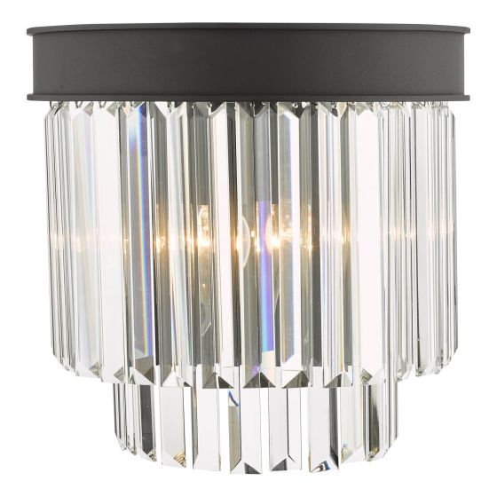 där lighting Celeus 2 Light Wall Light Anthracite & Crystal