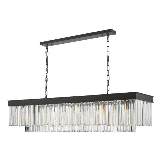 Där Lighting Celeus 6 Light Bar Pendant Anthracite & Crystal