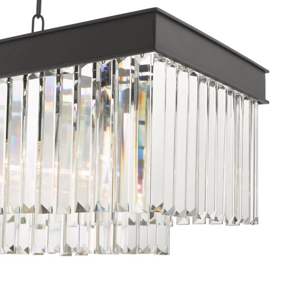 Där Lighting Celeus 6 Light Bar Pendant Anthracite & Crystal