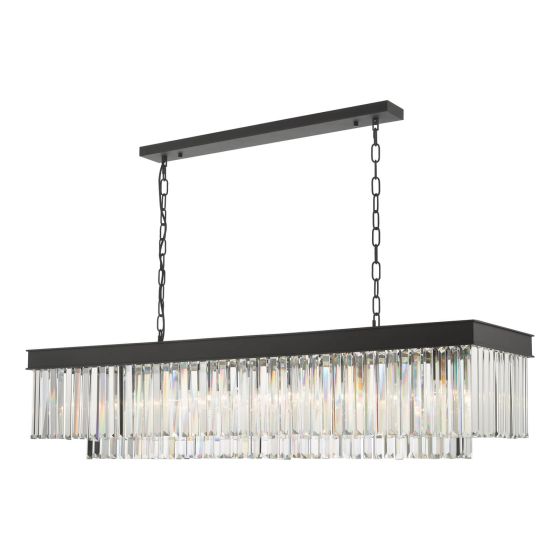 där lighting Celeus 6 Light Bar Pendant Anthracite & Crystal