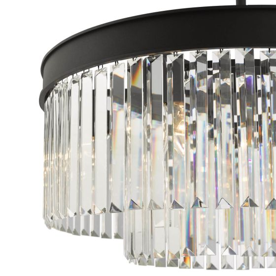 Där Lighting Celeus 6 Light Chandelier Anthracite & Crystal