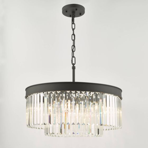 Där Lighting Celeus 6 Light Chandelier Anthracite & Crystal