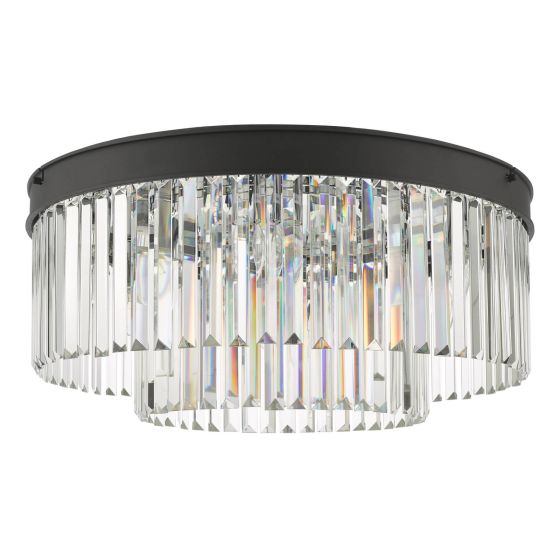 Där Lighting Celeus 6 Light Flush Matt Anthracite & Crystal