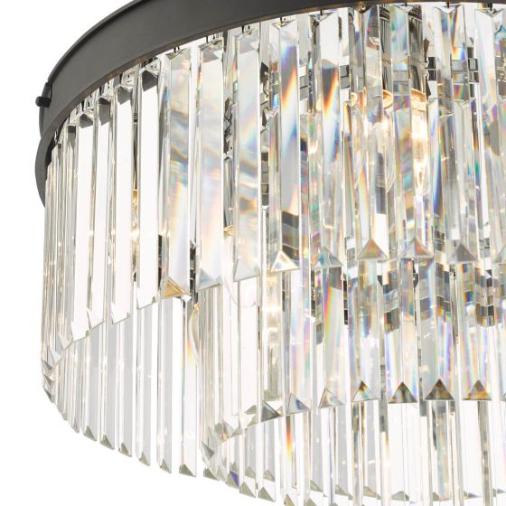 Där Lighting Celeus 6 Light Flush Matt Anthracite & Crystal