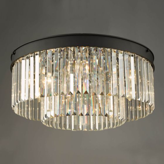 Där Lighting Celeus 6 Light Flush Matt Anthracite & Crystal