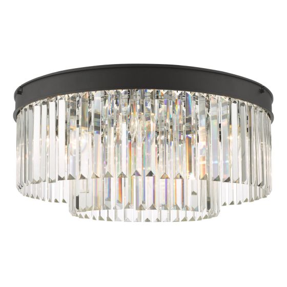 där lighting Celeus 6 Light Flush Matt Anthracite & Crystal