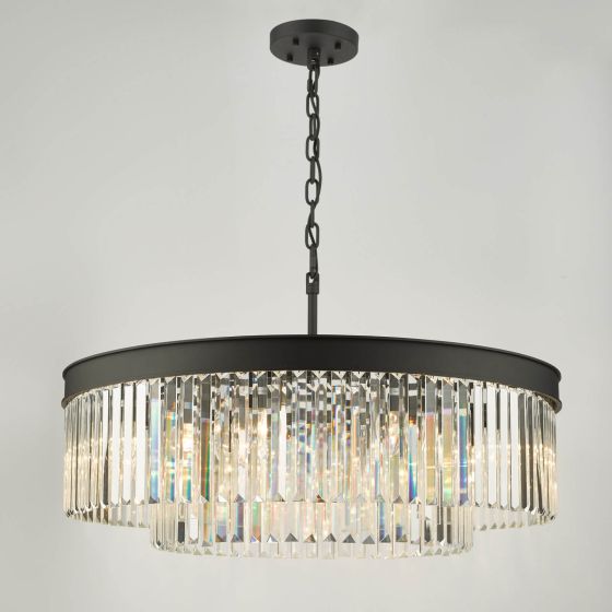 Där Lighting Celeus 8 Light Chandelier Anthracite & Crystal