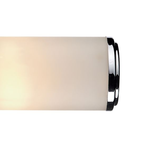 där lighting Century Bathroom 2 Light Wall Light Polished Chrome Opal Glass IP44