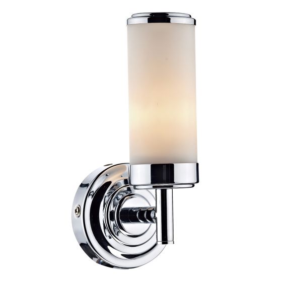 Där Lighting Century Bathroom Wall Light Polished Chrome Opal Glass IP44