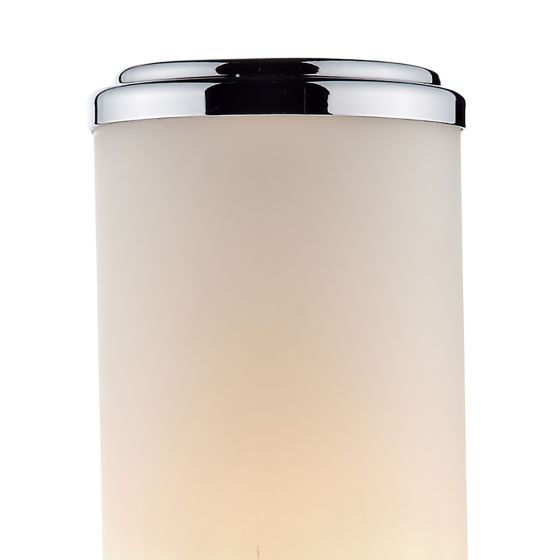 där lighting Century Bathroom Wall Light Polished Chrome Opal Glass IP44