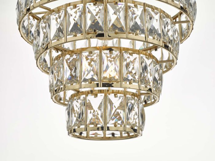 Där Lighting Cerys 1 Light 4 Tier Pendant Crystal & Gold