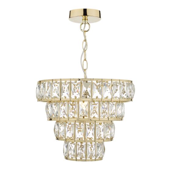 där lighting Cerys 1 Light 4 Tier Pendant Crystal & Gold