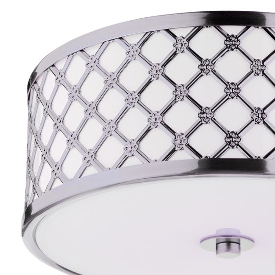 Där Lighting Civic Small 2 Light Flush Polished Chrome Frosted Glass