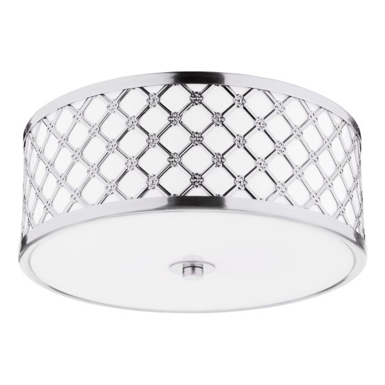 där lighting Civic Small 2 Light Flush Polished Chrome Frosted Glass