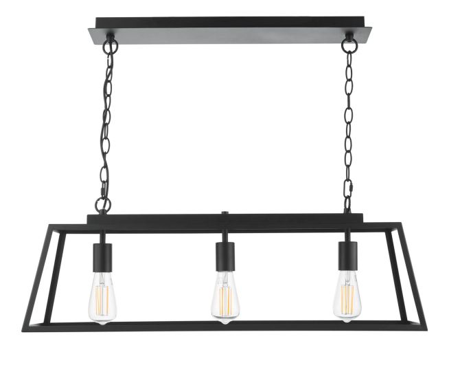 Där Lighting Claudia 3 Light Bar Pendant Matt Black