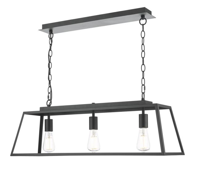 Där Lighting Claudia 3 Light Bar Pendant Matt Black