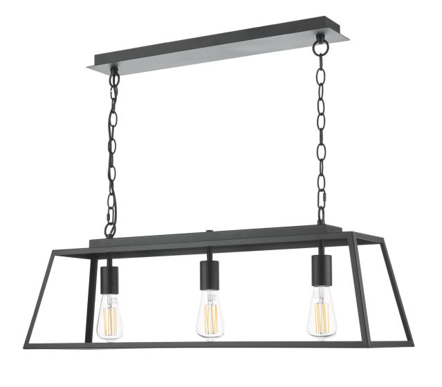 Där Lighting Claudia 3 Light Bar Pendant Matt Black
