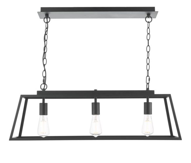 där lighting Claudia 3 Light Bar Pendant Matt Black