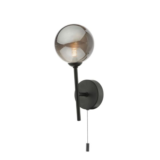 där lighting Cohen 1 Light Wall Light Matt Black With Smoked Glass