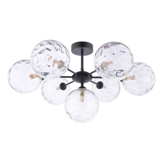 Där Lighting Cohen 7 Light Semi Flush Matt Black Moulded Glass