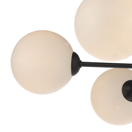 Där Lighting Cohen 7 Light Semi Flush Matt Black Opal Glass