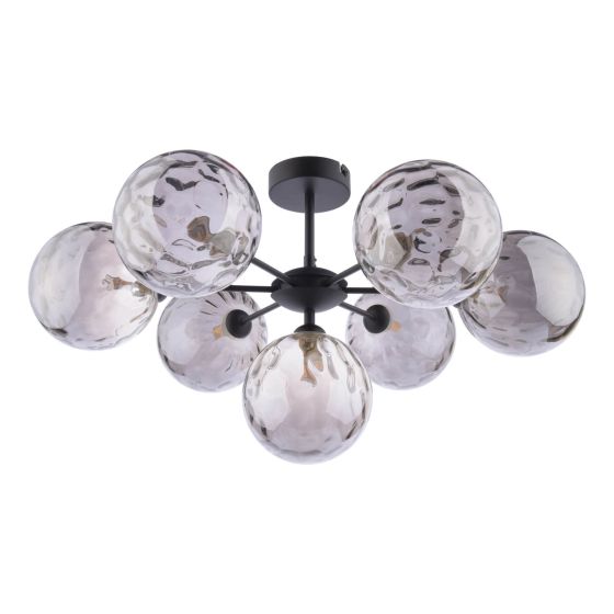 Där Lighting Cohen 7 Light Semi Flush Matt Black Smoked Glass