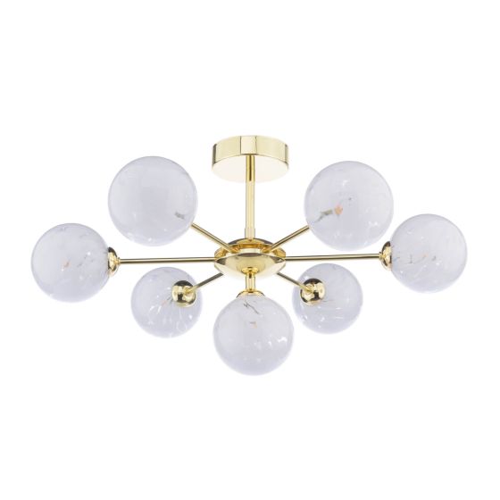 Där Lighting Cohen 7 Light Semi-Flush Polished Gold & Confetti Glass