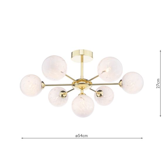 Där Lighting Cohen 7 Light Semi-Flush Polished Gold & Confetti Glass