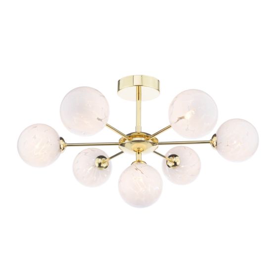 där lighting Cohen 7 Light Semi-Flush Polished Gold & Confetti Glass