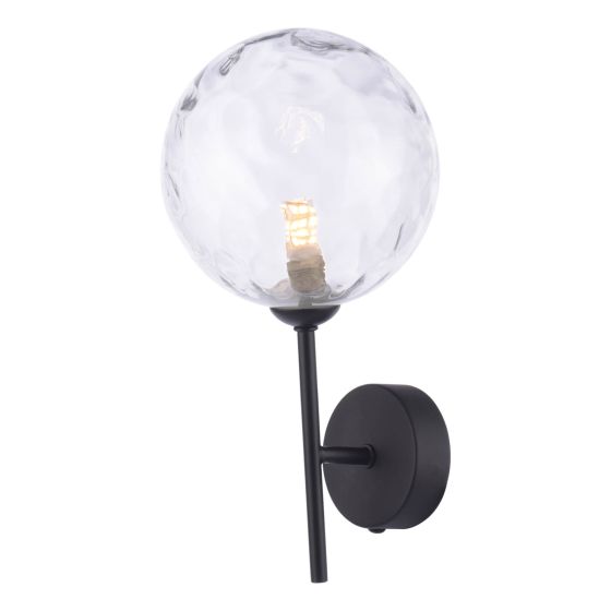 Där Lighting Cohen Wall Light Matt Black Dimpled Glass