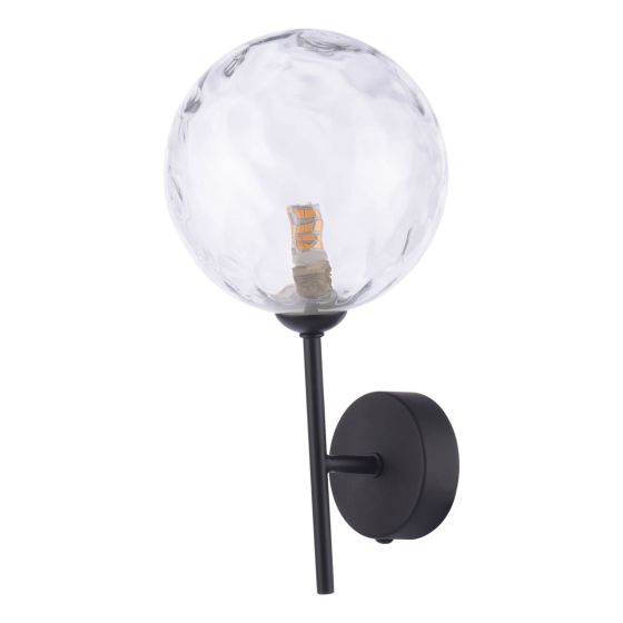 Där Lighting Cohen Wall Light Matt Black Dimpled Glass
