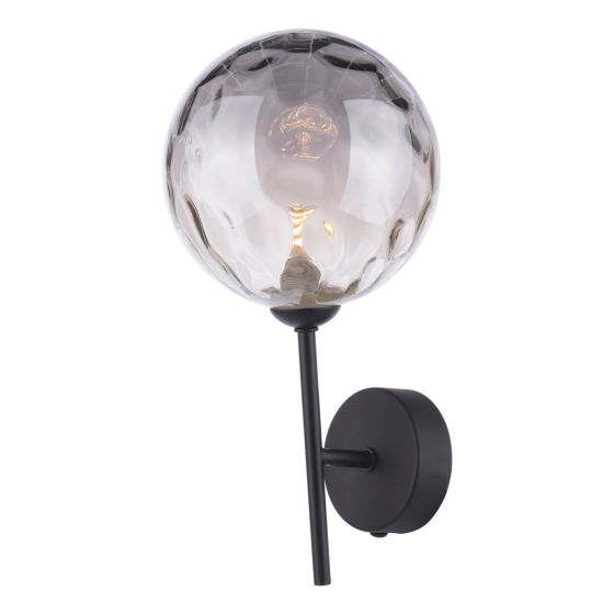 Där Lighting Cohen Wall Light Matt Black Smoked Glass