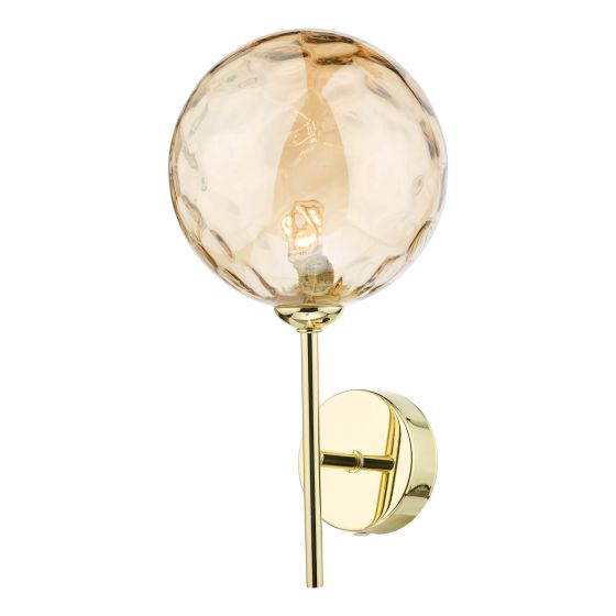 Där Lighting Cohen Wall Light Polished Gold Champagne Glass