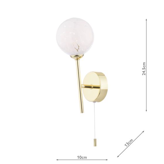 Där Lighting Cohen Wall Light Polished Gold & Confetti Glass