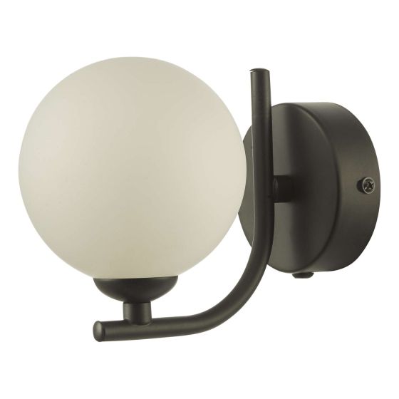 Där Lighting Cradle 1 Light Wall Light Matt Black Opal Glass