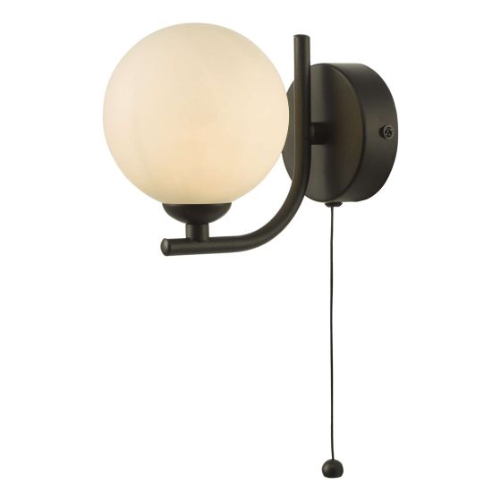 Där Lighting Cradle 1 Light Wall Light Matt Black Opal Glass