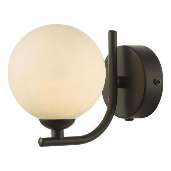där lighting Cradle 1 Light Wall Light Matt Black Opal Glass