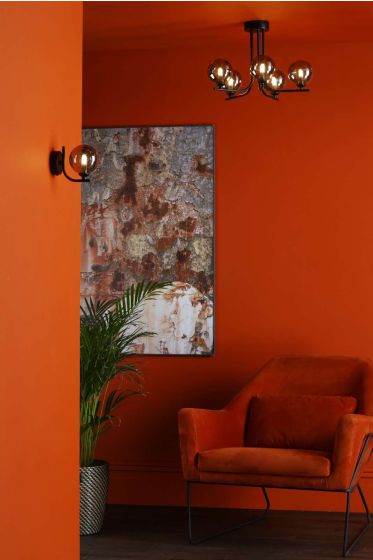 Där Lighting Cradle 1 Light Wall Light Matt Black Smoked Glass