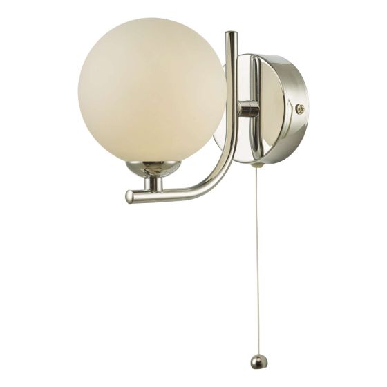 Där Lighting Cradle 1 Light Wall Light Polished Chrome Opal Glass