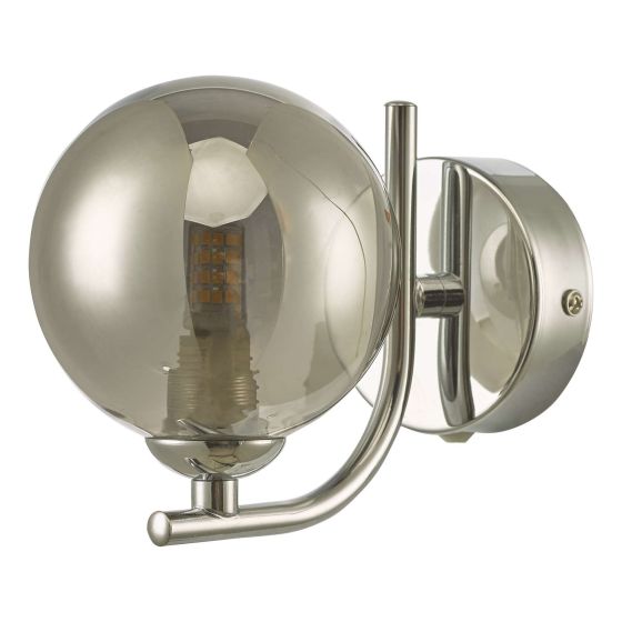 Där Lighting Cradle 1 Light Wall Light Polished Chrome Smoked Glass