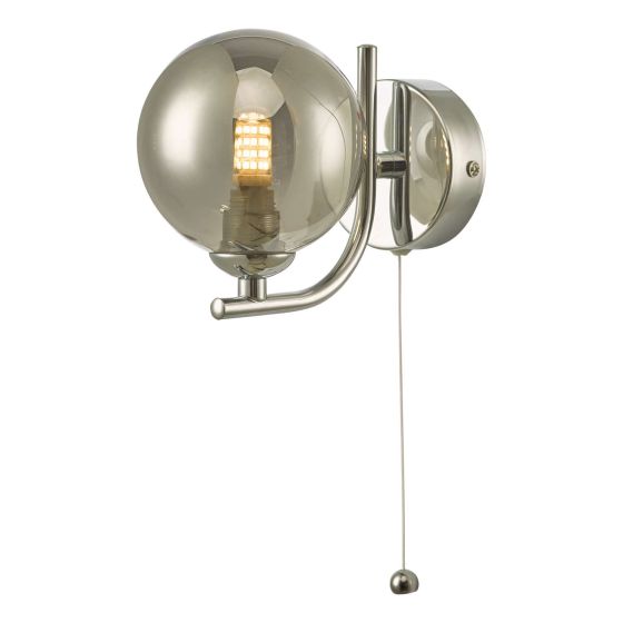Där Lighting Cradle 1 Light Wall Light Polished Chrome Smoked Glass
