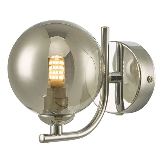 där lighting Cradle 1 Light Wall Light Polished Chrome Smoked Glass