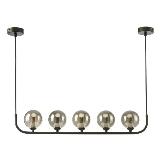 Där Lighting Cradle 5 Light Bar Pendant Matt Black With Smoked Glass