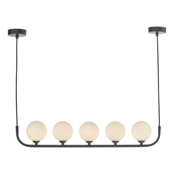 där lighting Cradle 5 Light Bar Pendant Matt With Opal Glass