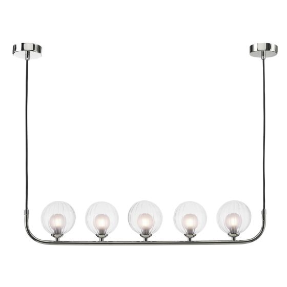 där lighting Cradle 5 Light Bar Pendant Polished Chrome & Clear/Opal Glass