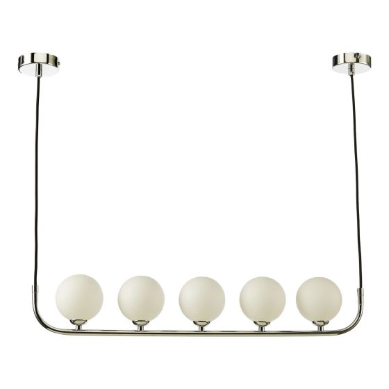 Där Lighting Cradle 5 Light Bar Pendant Polished Chrome Opal Glass