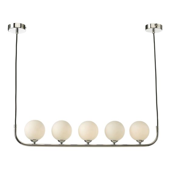 där lighting Cradle 5 Light Bar Pendant Polished Chrome Opal Glass